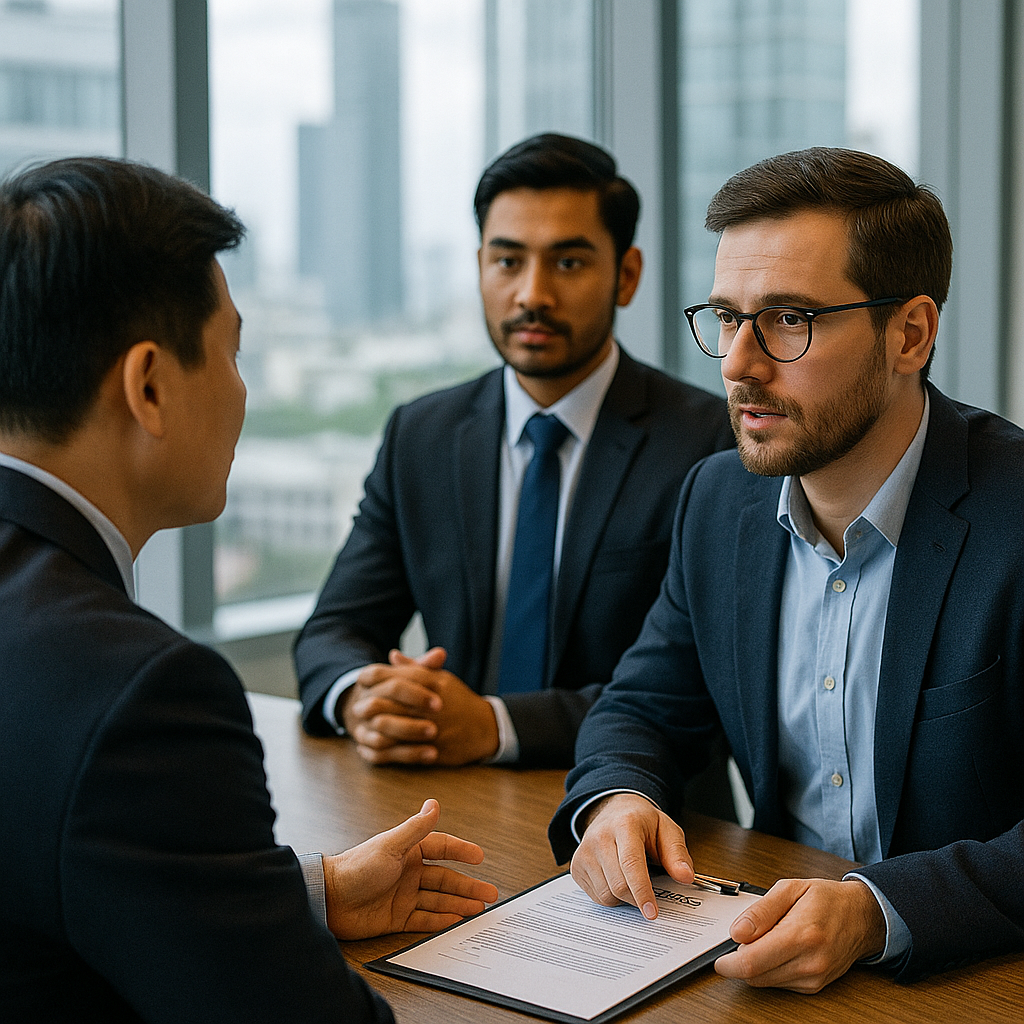 Acheteur international contrôlant des documents d’expédition sur un port de commerce